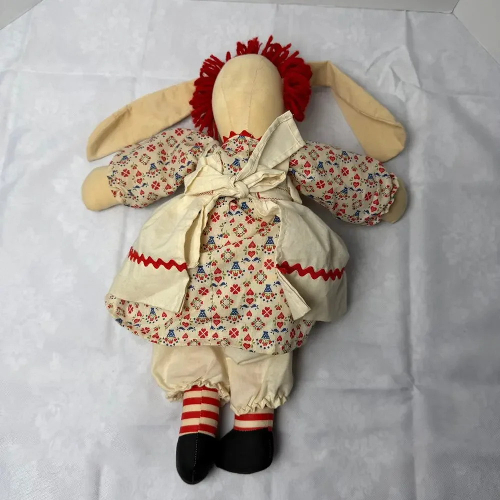 Handmade Raggedy Ann Bunny Rag Doll Calico American Folk‎ Art 21
